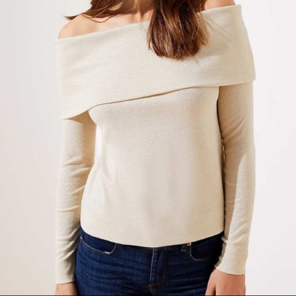 NWT Loft Shimmer Ribbed Top